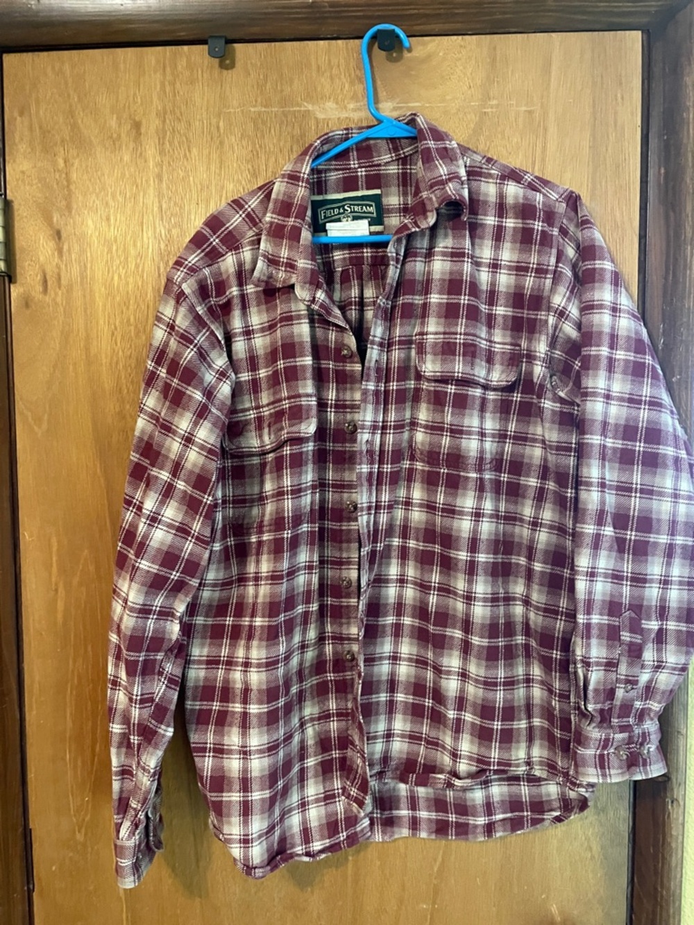 Field & Stream Men's Burgundy and White Plaid Flannel Shirt Jacket